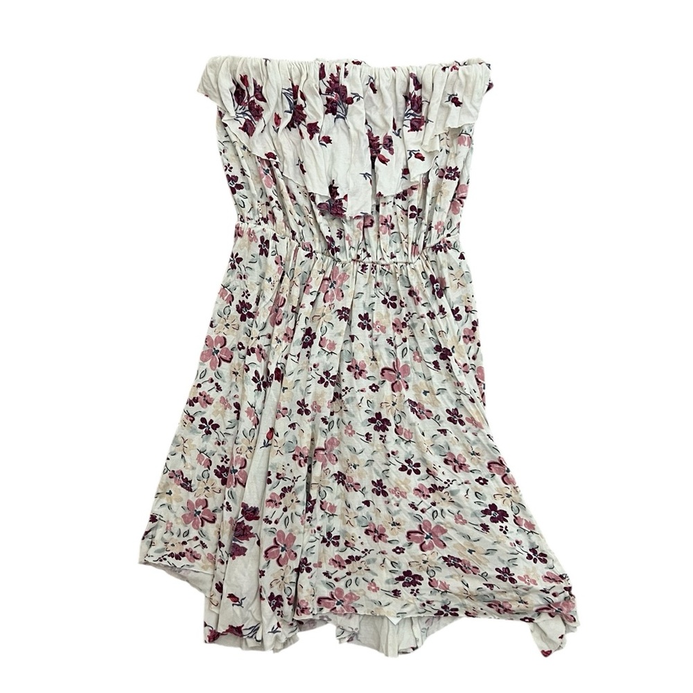 Kimchi Blue Strapless Floral Dress in Ivory and Dusty Rose